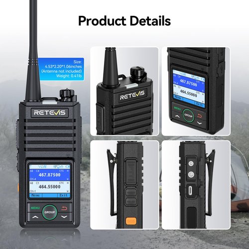 Retevis RB58 Bluetooth Walkie Talkies with Earpiece, Waterproof Two Way Radio with Noise Cancelling, Group Call, APP Control, 1800mAh, NOAA, VOX, Emergency Alarm, for Hunting, Camping, Hiking(2 Pack)