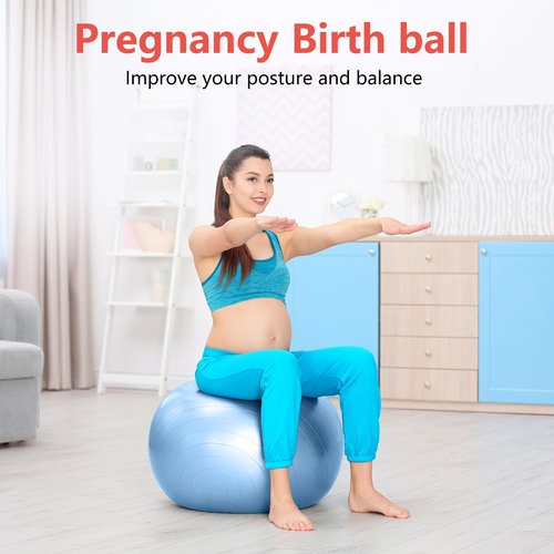 Primasole 45cm Anti-Burst Yoga Ball for Pilates, Core Strength, Pregnancy & Office Chair - Stability Ball for Home & Gym Workout (17.7 Inch, Pale Gray)‌