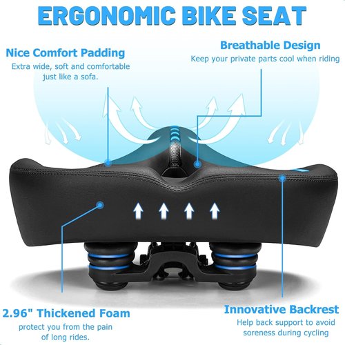 CDYWD Oversized Bike Seat - Extra Wide Comfort Cushion for Men & Women | Soft Padded Replacement Saddle for Peloton, Cruiser, Ebike