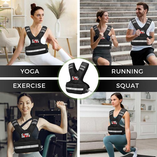 Adjustable Weighted Vest for Men Women, 4-10lb/12-18lb/20-32lb Vest with 6 Ironsand Weights and Large Pocket, Adjustable Body Weight Vest Exercise Set for Running, Walking
