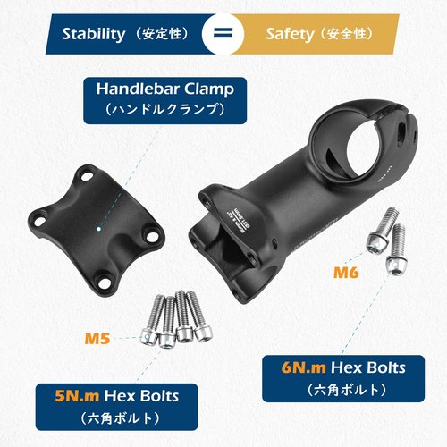 TRIWONDER 31.8 Bike Stem 45 Degree 90mm Bicycle Handlebar Stem Riser Bar Clamp MTB Stem for Road Bike Mountain Bike BMX