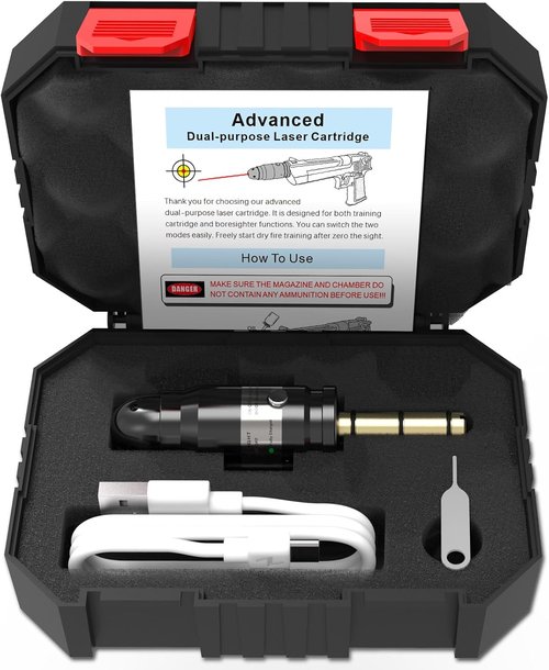 GORTAR Laser Training Cartridge - Dual Function Boresighter for Cal 9MM/22LR/17HMR | Dry Fire Practice