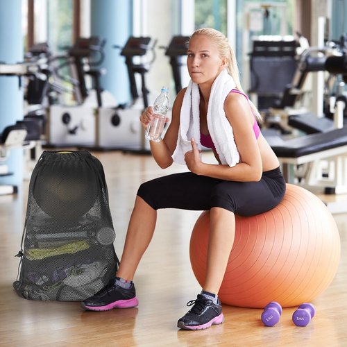 Natural Style Swim Bag - Oversized Mesh Drawstring Backpack, 18" x 26" - 2 Pack