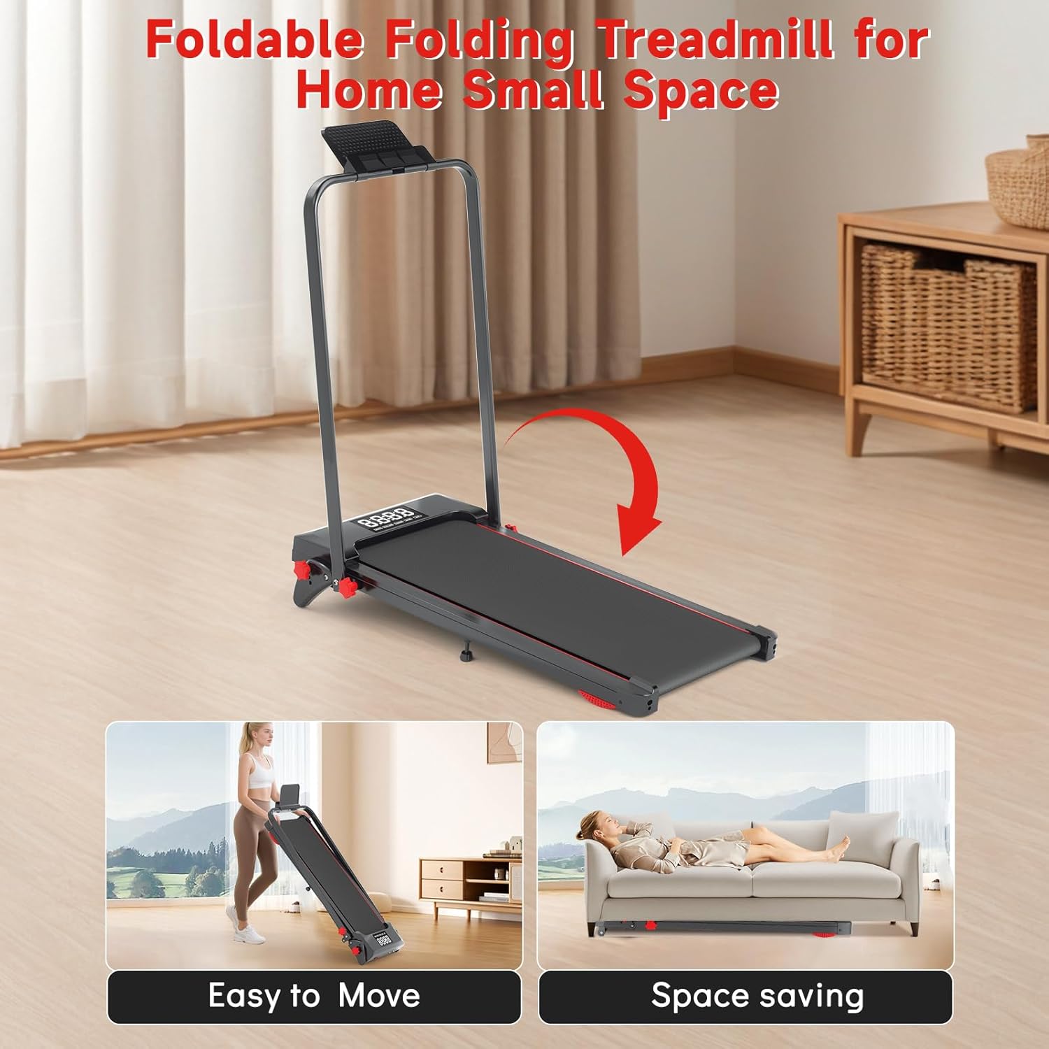 Walking Pad Treadmill - Foldable Under Desk Design with Incline & Remote Control | 7.5 MPH for Home Office