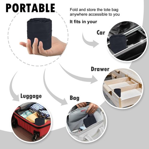 Aosbos Duffle Bag - Foldable Travel Backpack for Men & Women | Large Packable Weekender in Classic Black