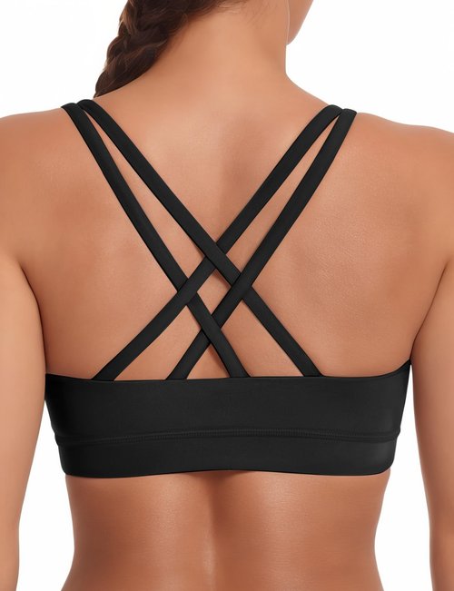 Sports Bras for Women High Support Large Bust, Outdoors High Impact Yoga Wireless Padded Bras for Sagging Breasts, Padded Low Back Athletic Sleep Workout Strappy Racerback Sports Bra Black L
