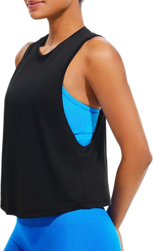 JOYSPELS Workout Tank Tops for Women - Ice Silk Quick-Dry Athletic Crop Top | Loose Fit Yoga & Gym Shirt