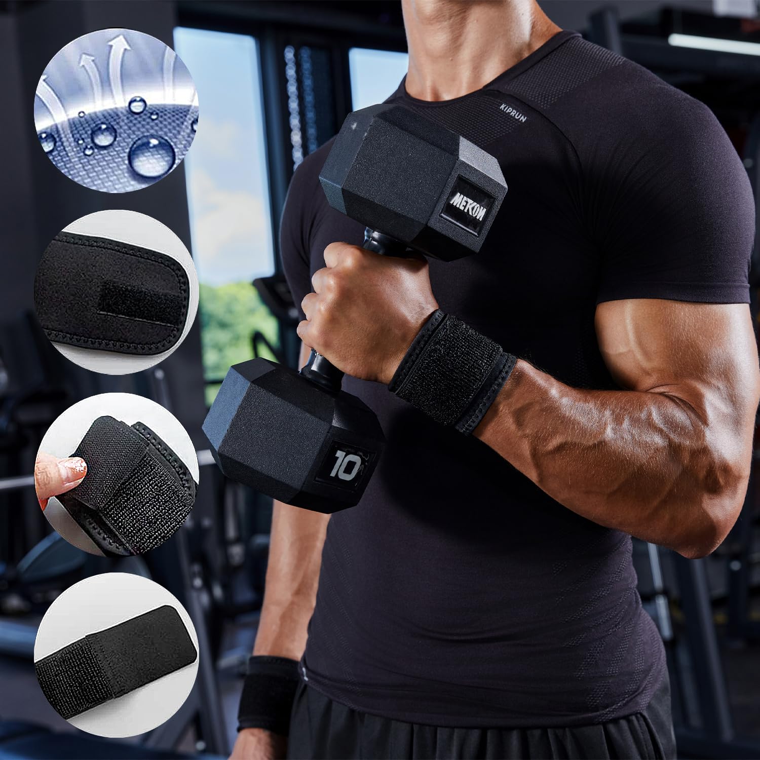 YUNYILAN Adjustable Wrist Brace - 2 Pack Fitness Support Straps for Pain Relief | Black