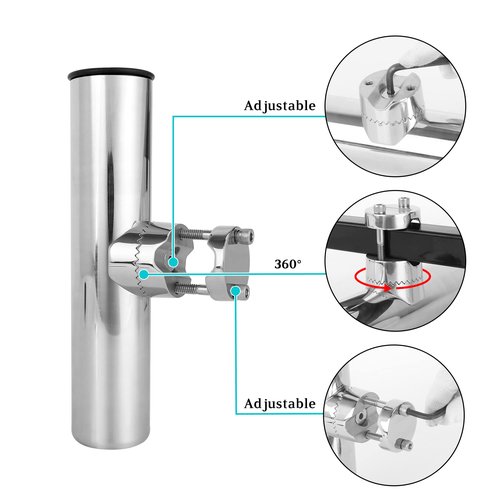 10L0L Fishing Rod Holder for Golf Cart, Stainless Steel Rod Holder Side Mount 7/8 Inch to 1 Inch for Yamaha, EZGO, Club Car DS / Precedent (2 Pack)