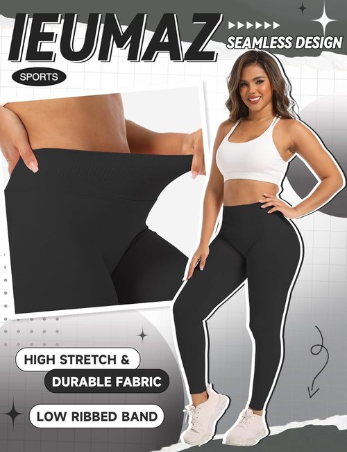 Ieumaz Scrunch Butt Lifting Leggings - Seamless Workout Pants for Women | Mid-Low Waist Tummy Control