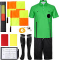Skiennix Soccer Referee Jersey Kit - 7-Piece Set with Whistle, Cards, Socks & Flags for Adults