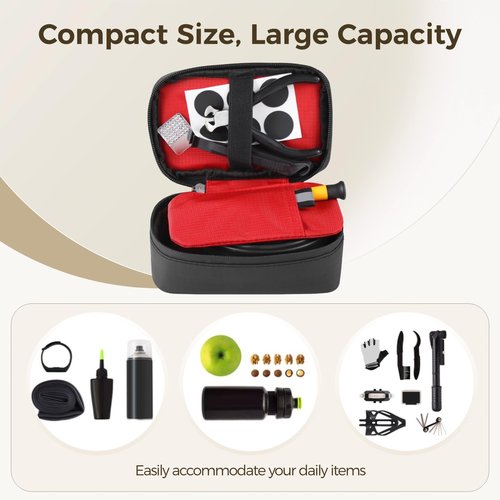 Road Bike Saddle Bag, Under Seat Bike Bag, Small Bike Storage Bag for Road Cycling, Quick Release Buckle, Waterproof PU Material