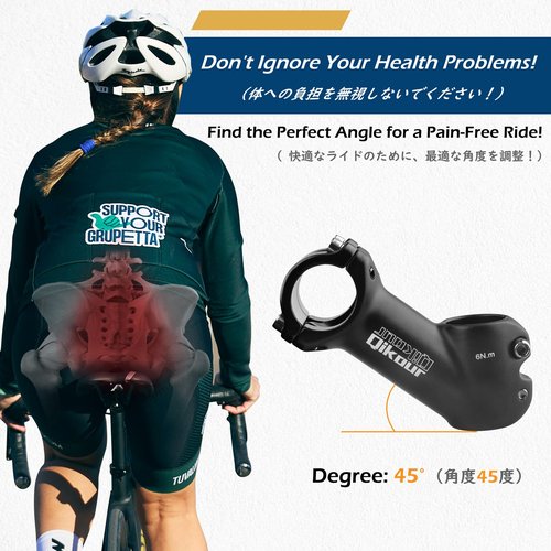 TRIWONDER 31.8 Bike Stem 45 Degree 90mm Bicycle Handlebar Stem Riser Bar Clamp MTB Stem for Road Bike Mountain Bike BMX