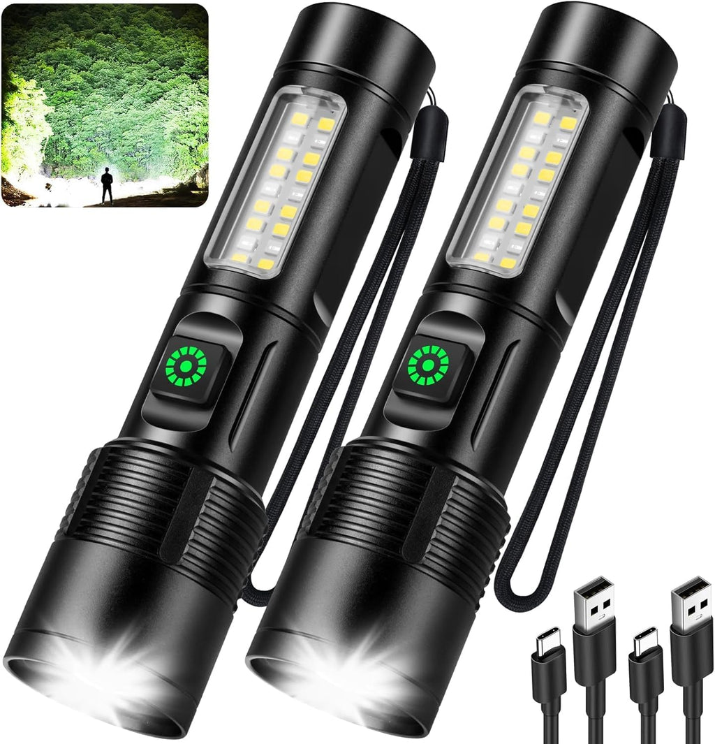 Skiennix Rechargeable Flashlights - 99,000 Lumens Super Bright LED | 6 Adjustable Modes for Home & Camping