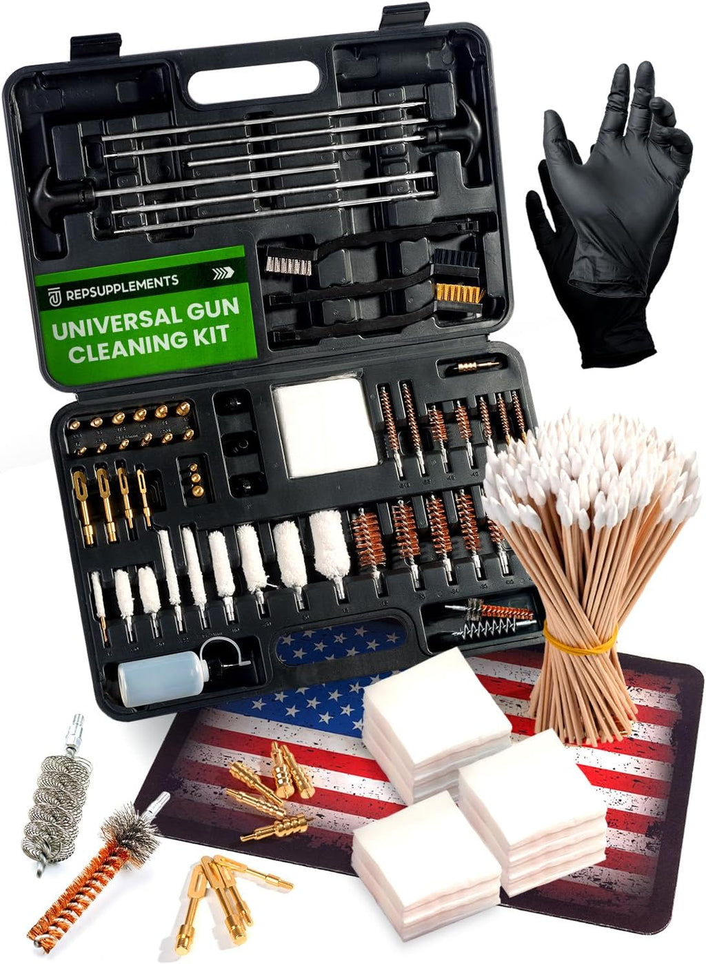 Universal Gun Cleaning Kit - Portable All-in-One Solution for Handguns, Rifles & Shotguns | Includes Stainless Steel Rods & Brass Jags