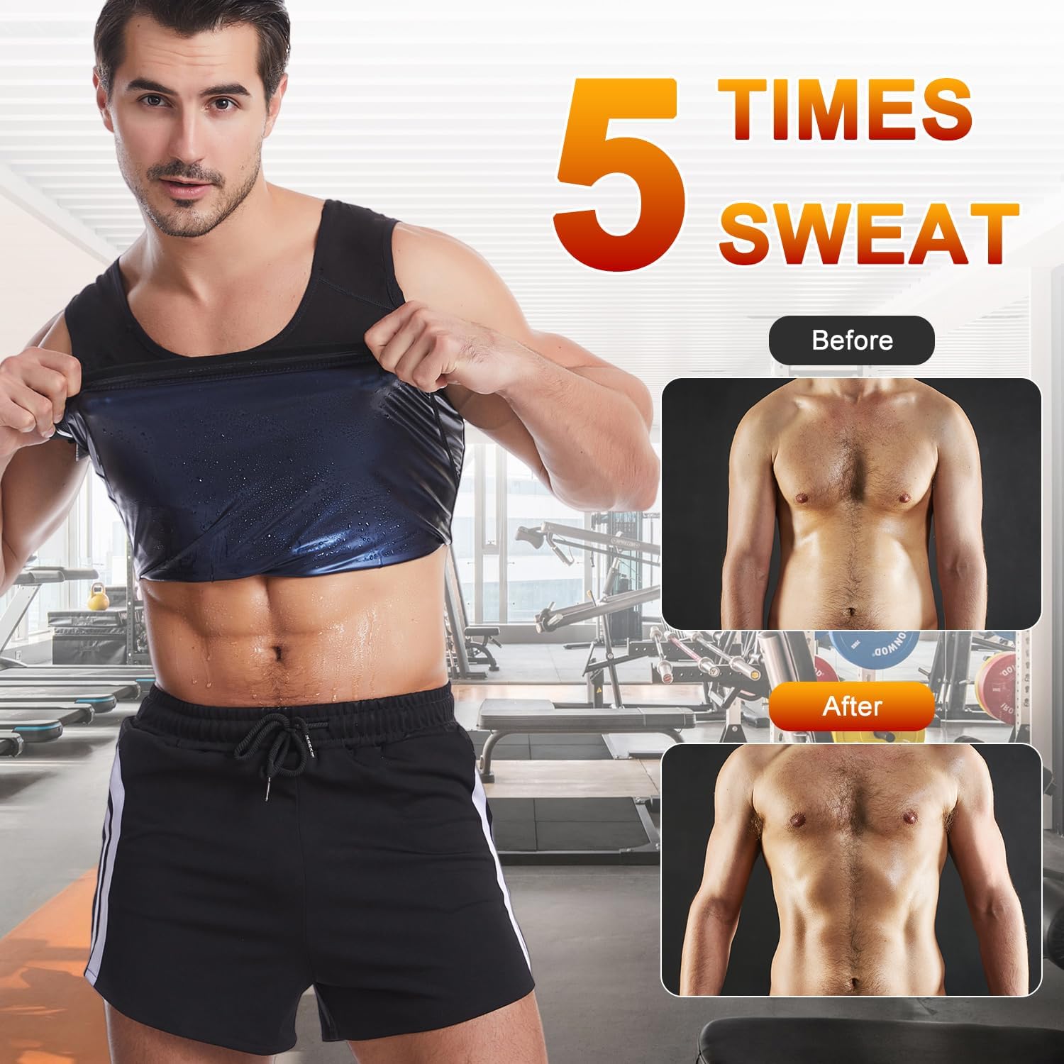 Skiennix Sauna Vest for Men - Weight Loss Compression Body Shaper | Gym Workout Tank Top