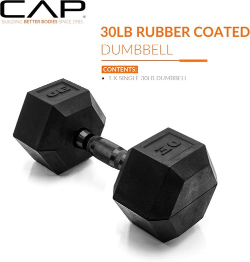 CAP Barbell Coated Hex Dumbbell - Versatile Weights from 10 to 120 lbs | Multiple Color Options
