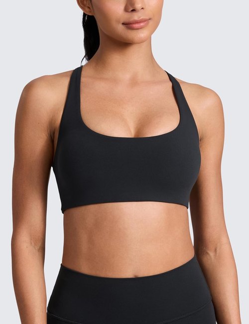 CRZ YOGA Butterlift Sports Bra for Women - Adjustable Cross Back, Wireless Padded, Ideal for Pilates & Workouts