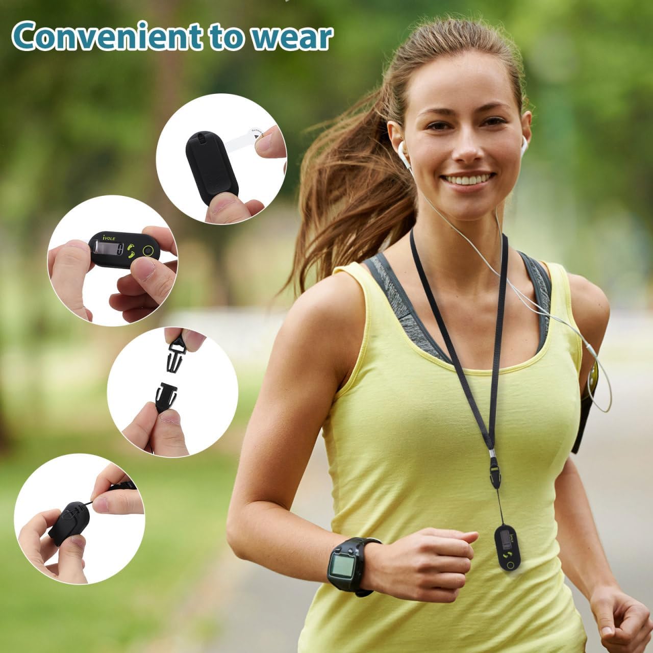 Veemoon 3D Digital Pedometer - Accurate Step Counter & Calorie Tracker | Silent Clip & Lanyard for Men & Women