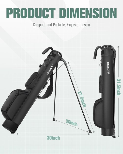 RIOROO Golf Stand Bag, Lightweight Par 3 Golf Bag Holds Up to 7 Clubs with Two Way Dividers Cooler Pocket Shoulder Strap and Multiple Storage Pockets for Men and Women