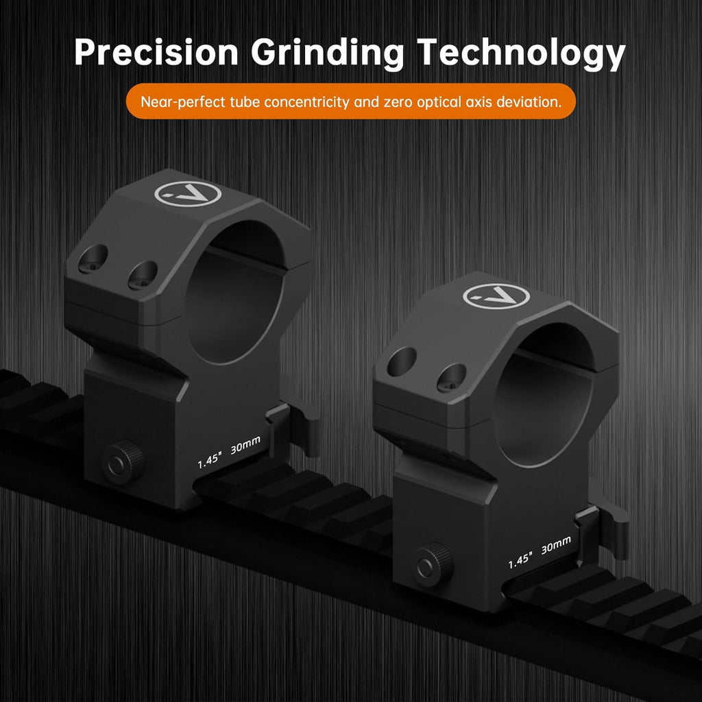 Scope Rings - Quick Detach Picatinny Mount | 1 Inch Aluminum Rifle Scope Rings, Multiple Heights