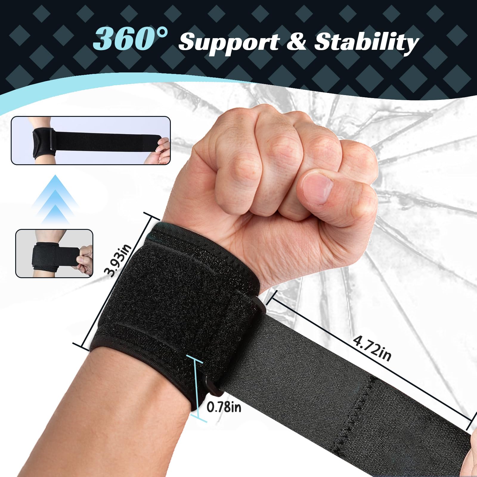 KixMalkinly 2PACK Wrist Compression Strap,Highly Elastic Adjustable Wrist Wrap Sport Support for Fitness Weightlifting,Wrist Brace Can Pain Relief-Wear for women and man(Black)