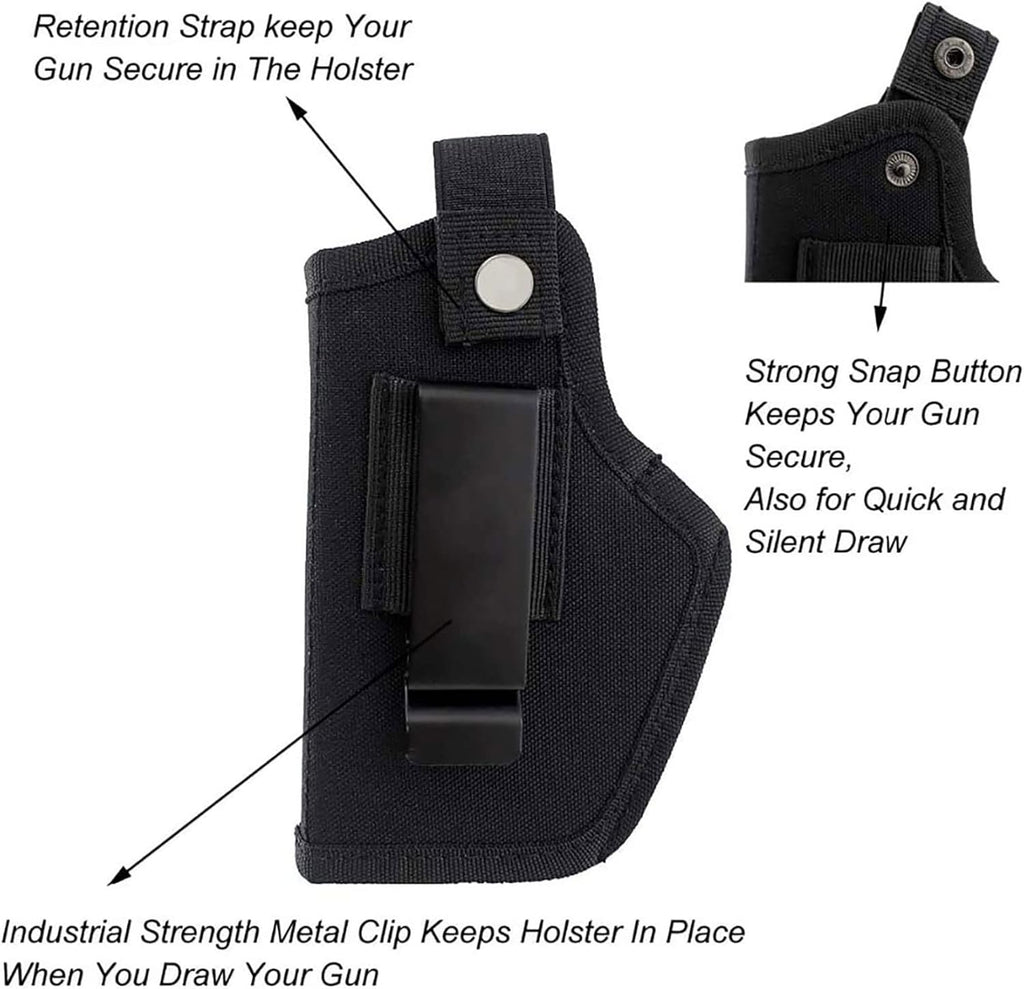 Skiennix Concealed Carry Holster - Metal Clip IWB/OWB for Airsoft Pistol Handguns | Right/Left Hand Draw