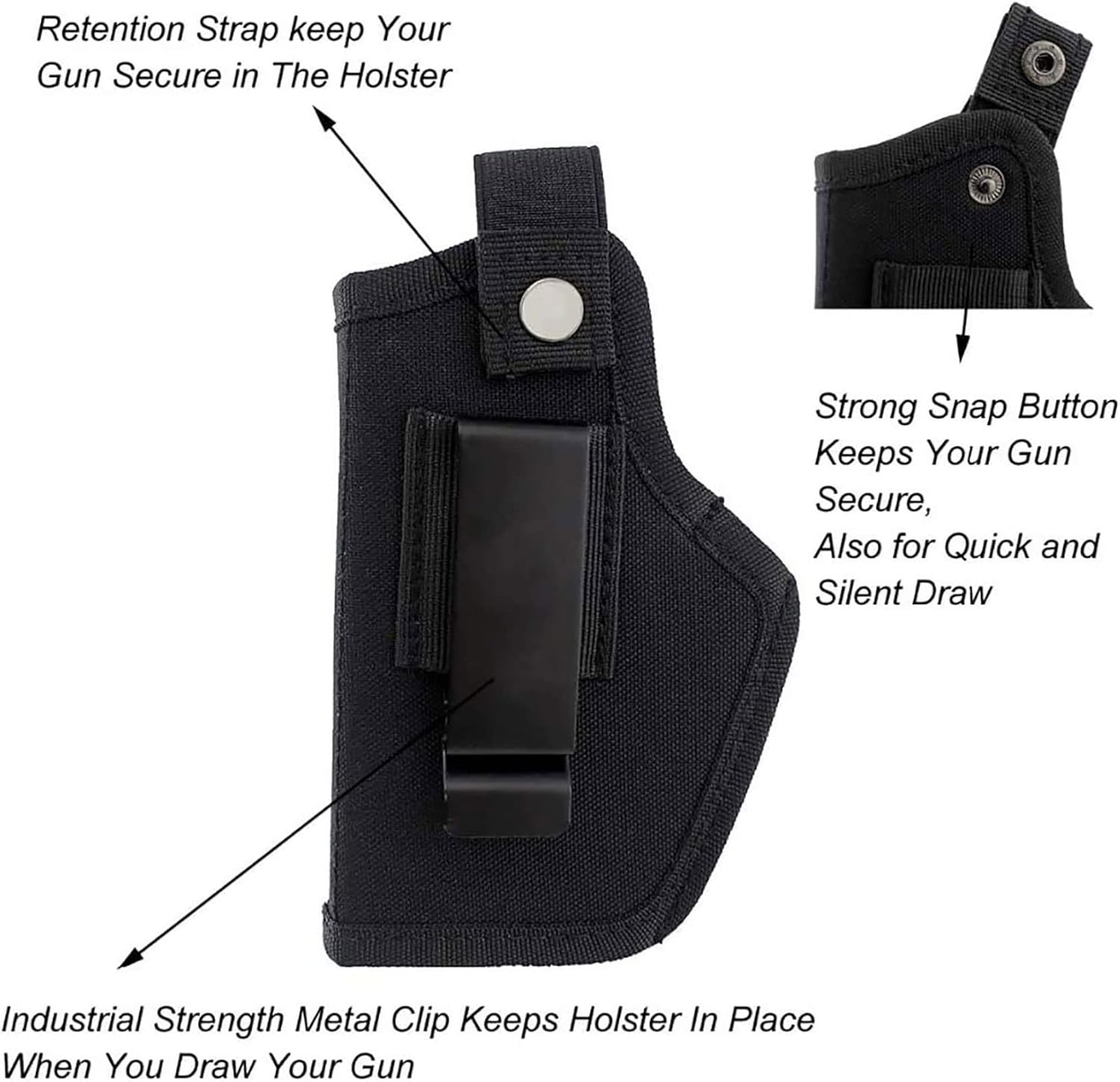 Skiennix Concealed Carry Holster - Metal Clip IWB/OWB for Airsoft Pistol Handguns | Right/Left Hand Draw