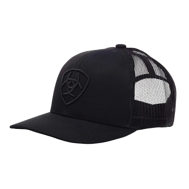 Ariat Men's Shield Logo Cap - Adjustable Snapback, Black + One Size