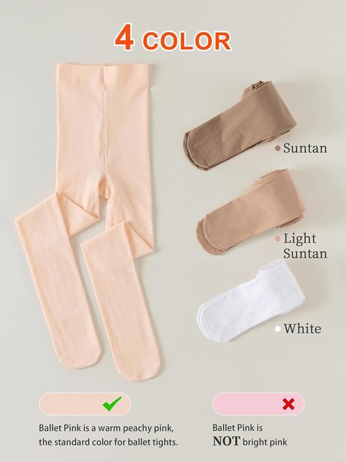 DIPUG Girls Ballet Tights - Ultra Soft Footed Dance Tights for Toddlers & Kids | Comfortable Fit