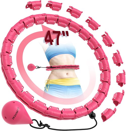 JKSHMYT Weighted Hula Hoop - 47 Inch Infinity Fitness Circle for Weight Loss | 24 Detachable Links, Ideal for Adults and Beginners