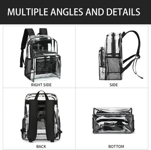 NEOREAL Clear Transparent Backpack - Heavy Duty Design for College, Work & Security | Black