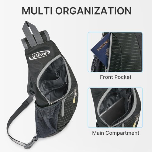 G4Free Sling Bag - Lightweight Crossbody Backpack for Travel & Outdoor Activities | Black