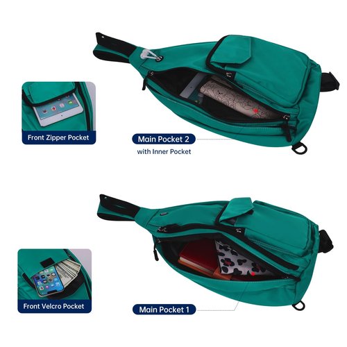 HAWEE Sling Bag for Women Men Water Resistant Crossbody Chest Backpack Shoulder Bag Anti Thief for Travel Hiking Sports, Forest Green