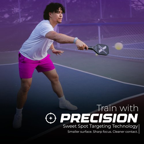 Sweet Spot Pickleball Training Paddle – T700 Carbon Fiber, 16mm Honeycomb Core, Extended Handle – Pickleball Trainer with Bonus Indoor Wall-Mounted Ball Trainer Attachment