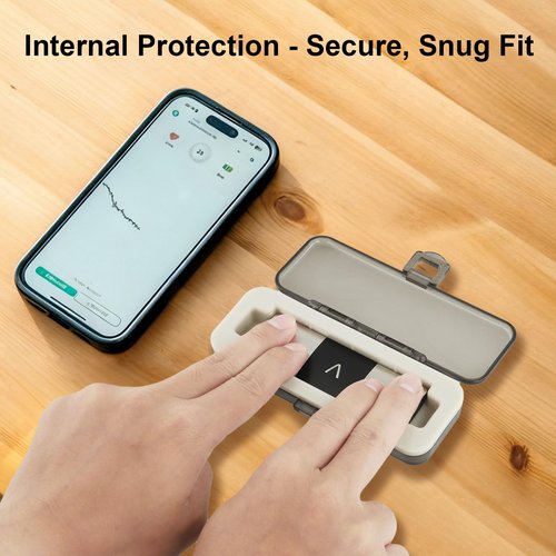 Hard Kardiamobile EKG Monitor Case Fit for KardiaMobile 6L/6L Max, Durable, Waterproof & Shockproof Kardia Mobile Heart Monitor Protector Quick Access (6L-Transparent Black)