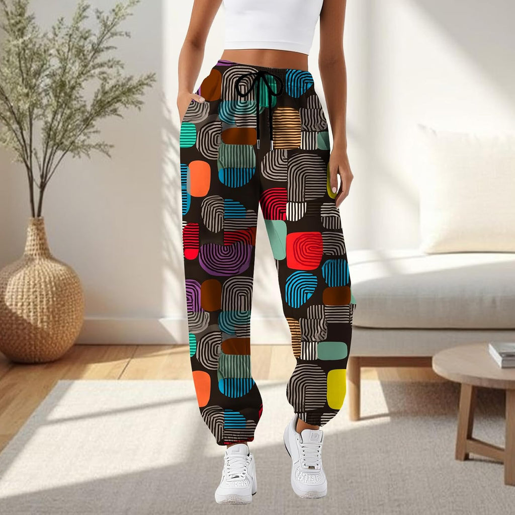 Skiennix Women's Graphic Sweatpants - Casual High Waist Joggers with Pockets | Comfy Fall Fashion