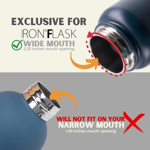 IRON °FLASK Flex Straw Lid for Wide Mouth Hydro Insulated Sports Modern Water Bottles, Simple BPA Free