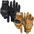 Glove Station Touchscreen Utility Gloves for Men - Hard Knuckle Protection for Motorcycle & Outdoor Work | Black & Tan, Large