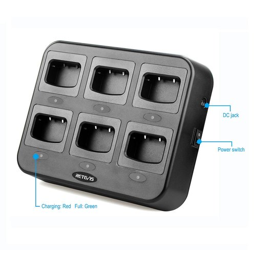 Retevis H-777 H-777H Six-Way Charger Compatible with Retevis H-777 H-777H H777D Baofeng BF-888S BF-88ST (Not for H-777S) Two Way Radio and Battery, Multi Unit Walkie Talkie Charger (1 Pack)