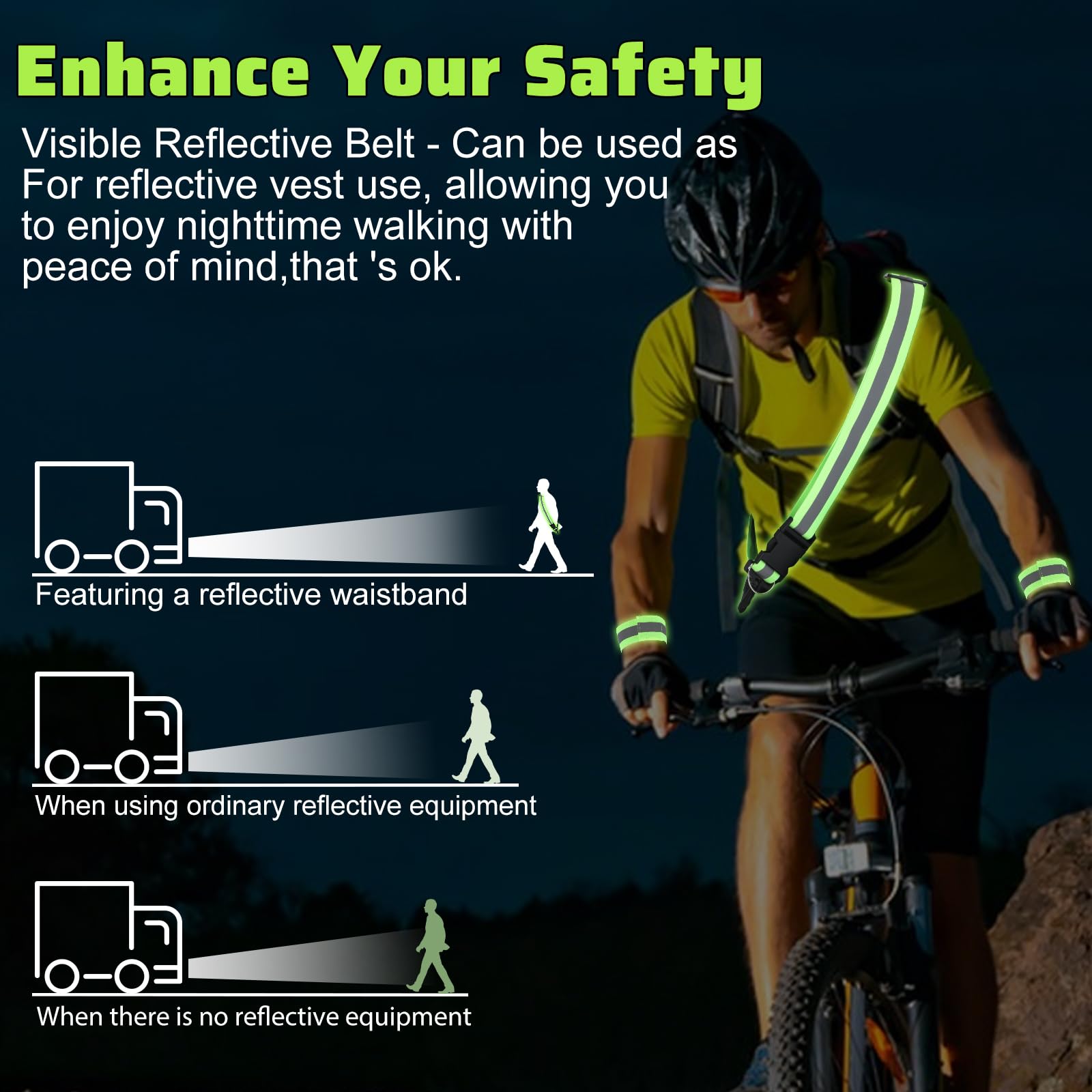 High Visibility Reflectives Safety Running Belts Reflective Sash for Walking at Night Reflective Running Gear Night Walking Safety Gear Reflectives Sash with 2 Pcs Reflectivees Armbands for Men Women