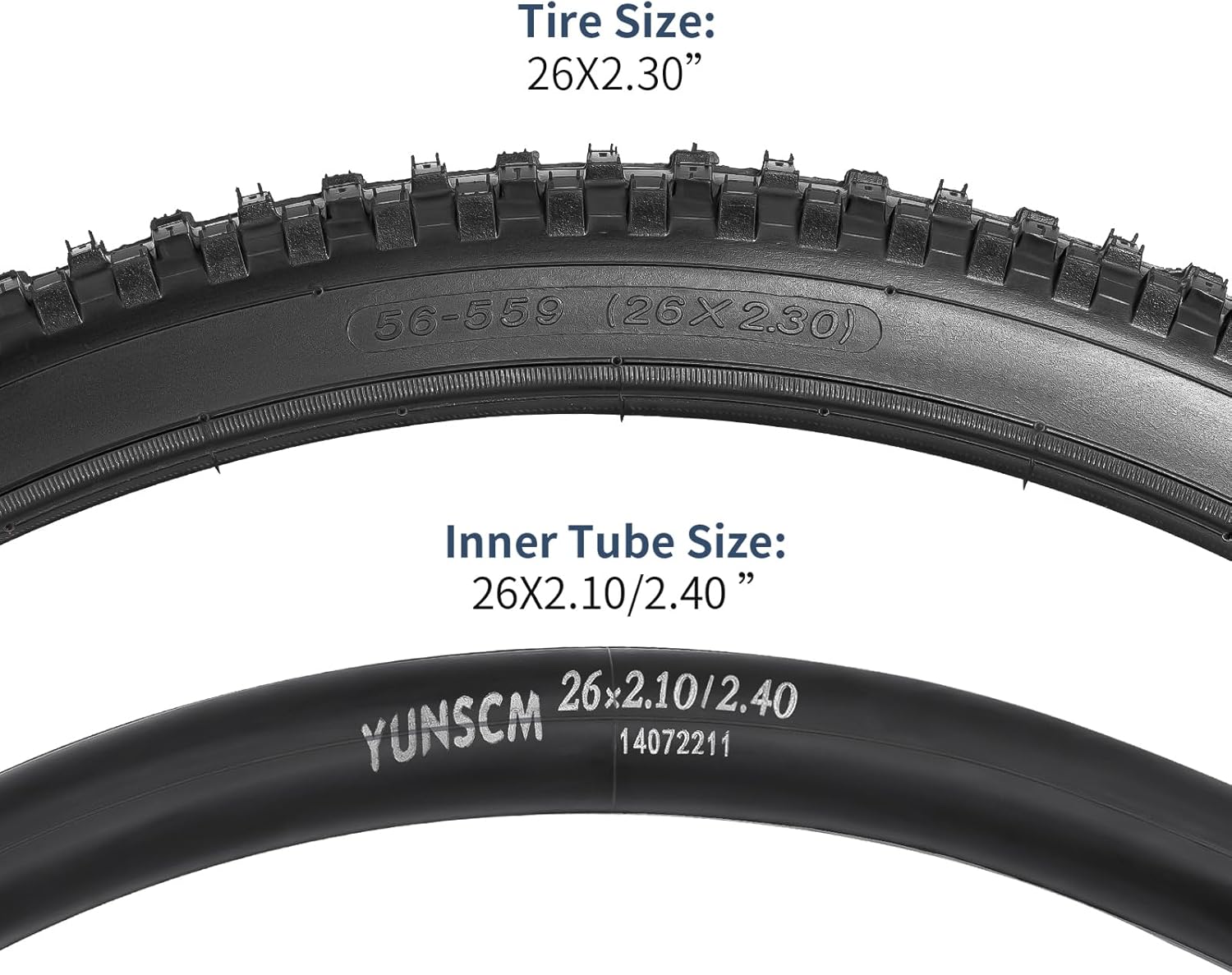 YUNSCM 26" Mountain Bike Tires - Heavy Duty 26x2.30 Tubes | Off-Road Compatibility & Schrader Valve