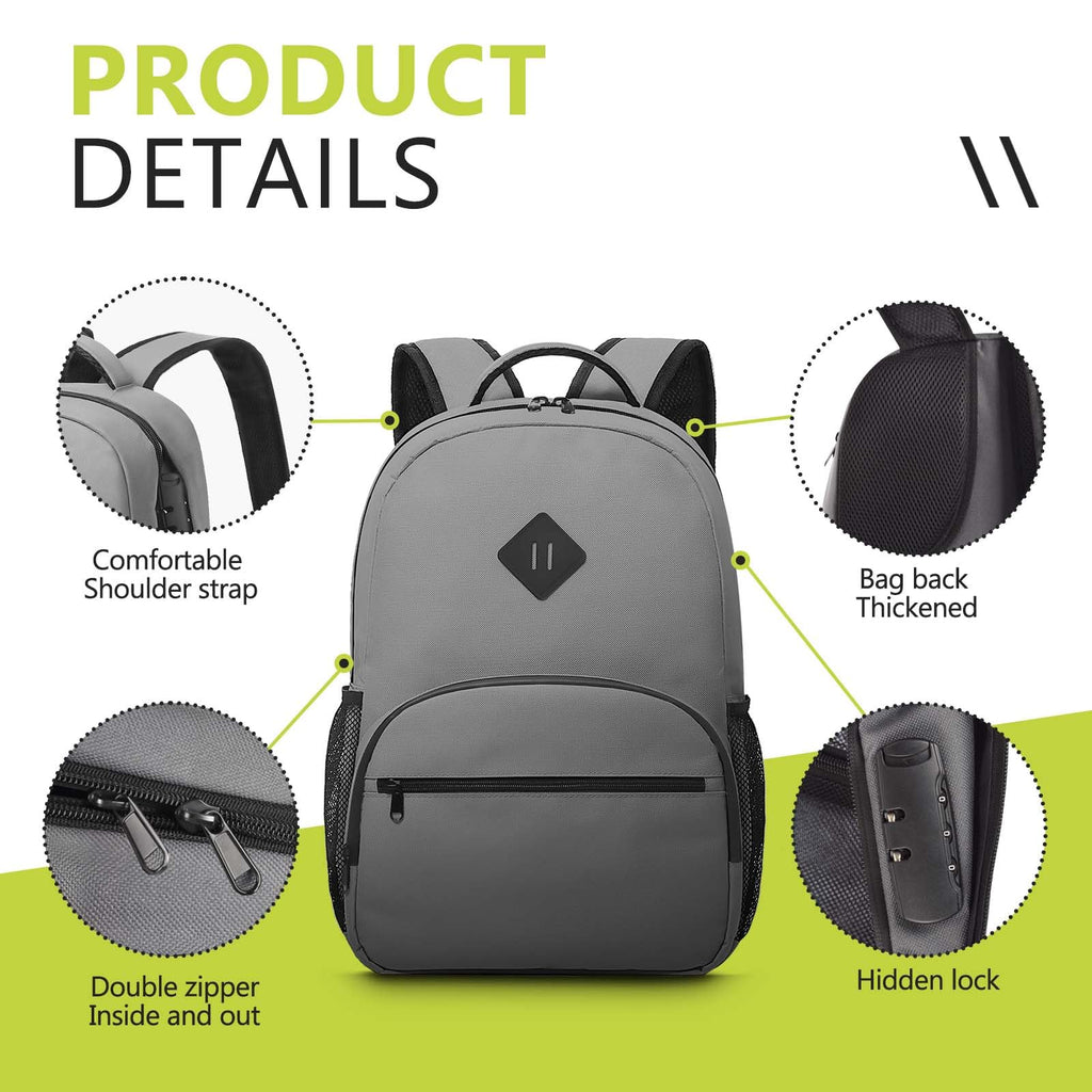 OZCHIN Smell Proof Backpack With Combination Lock, Double Sealed Zipper ClassicsSmell Proof Travel Backpack, Large Capacity Smell Proof Container Carbon Enduring, Great Gifts for Men Women