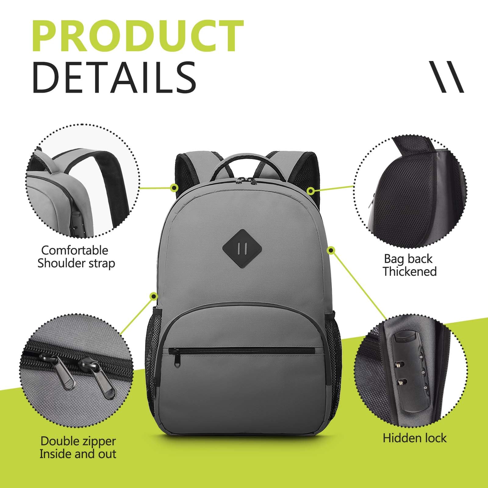 OZCHIN Smell Proof Backpack With Combination Lock, Double Sealed Zipper ClassicsSmell Proof Travel Backpack, Large Capacity Smell Proof Container Carbon Enduring, Great Gifts for Men Women