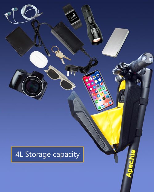 SYNAGY Scooter Storage Bag with USB Charging Port, Electric Scooter Handlebar Bags for Escooter, Electric Bike, Ebike, 4L (Standard-long Straps)