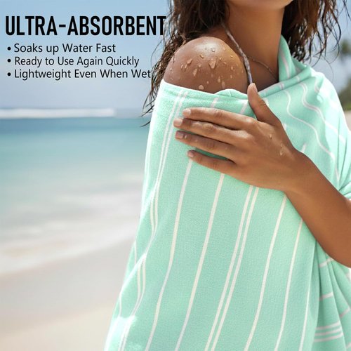 4 Pack Cotton Turkish Beach Towel Lightweight Thin Travel Vacation Essentials Oversized XL Towels Set for Pool Swim Bath Camping Cruise Accessories Absorbent Quick Dry Sand Free Bulk clearance Striped