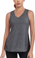 Skiennix Women's V-Neck Workout Tank Tops - Sleeveless Yoga & Running Shirts with Side Split