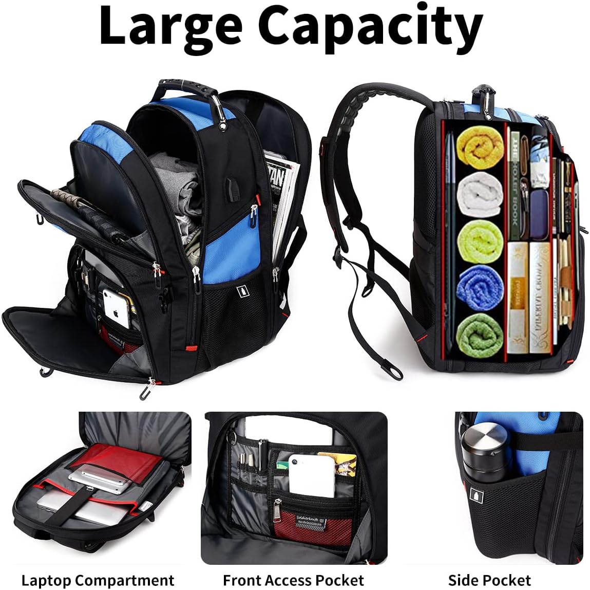 SHRRADOO Extra Large 50L Travel Laptop Backpack - Airline Approved, Fits 17-Inch Laptops for Men & Women