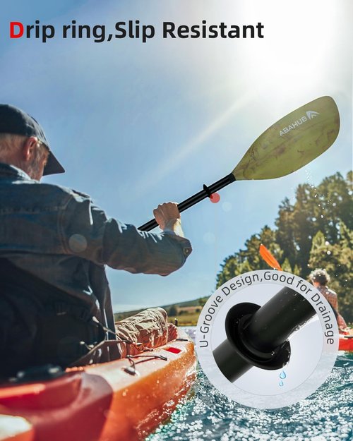 Abahub Adjustable Kayak Paddle - Floating Oars for Boating & Canoeing | 210-250 cm, Black