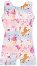 Domusgo Gymnastics Leotard for Girls - Sparkly One-Piece Pro Unitard with Shorts